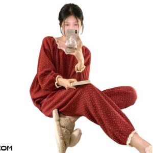 Đồ bộ pyjama nữ tay dài quần dài dễ thương