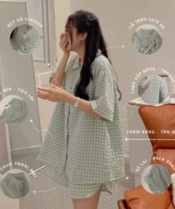 Sét bộ Pyjama Kẻ Phong Cách Hàn Quốc Siêu Hot